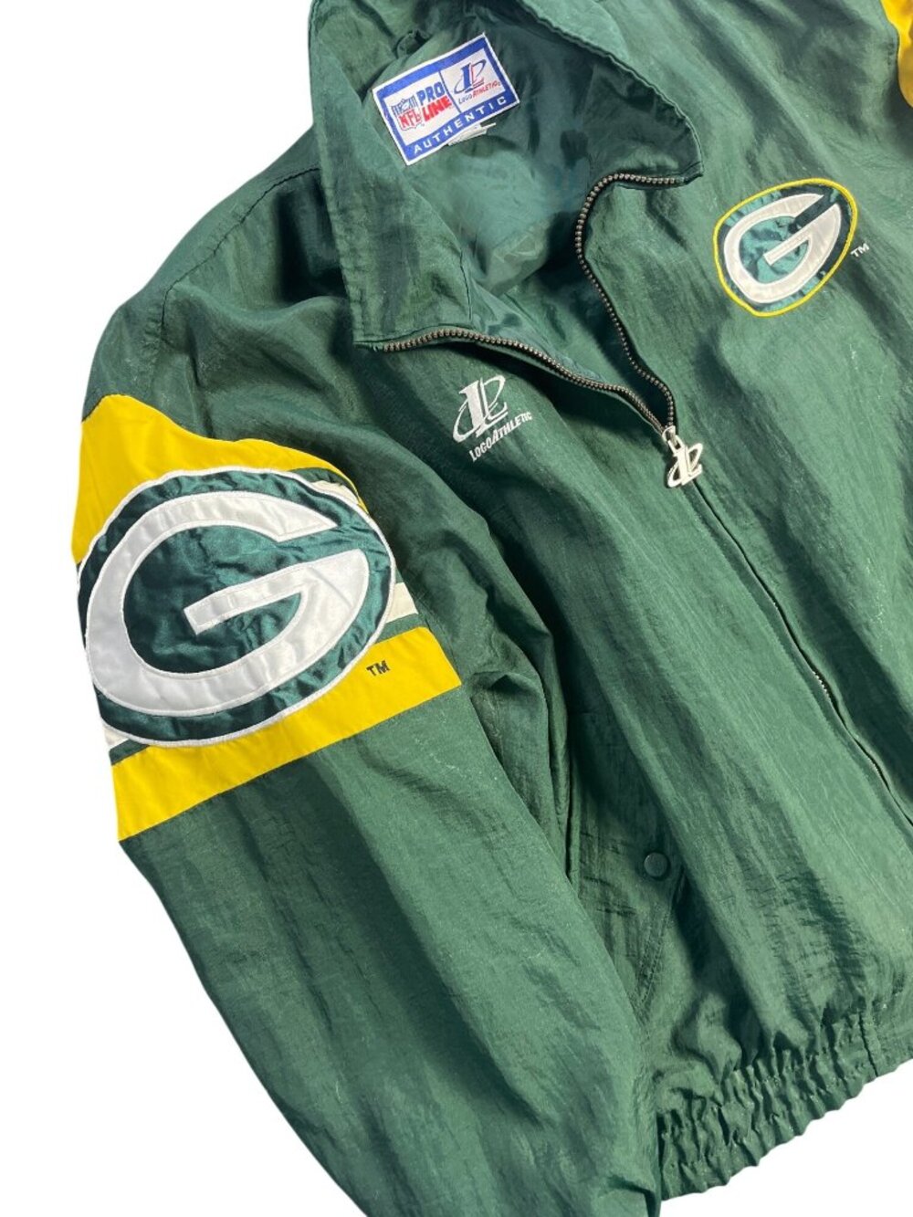 Vintage Pro Line x Logo Athletics Green Bay Packers Jacket Windbreaker Mens XL